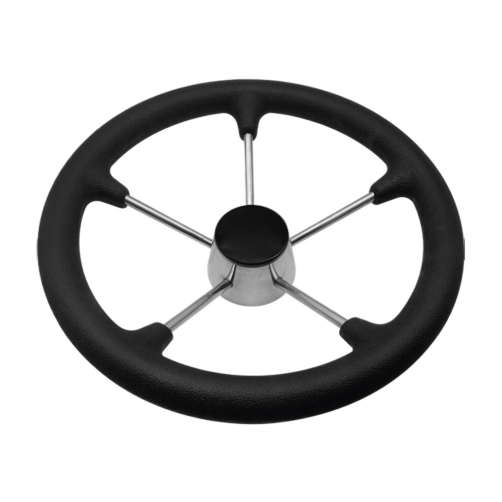 (Blackï¼No Knobï¼, 11Inch,9108Sb) Durable Boat Accessories Marine Steering Wheel For Yacht Easy To Black 7312856818931