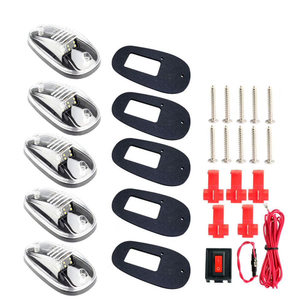 (Transparent + ) 5Pcs White/ Smoked/Transparent Lens Marker Lights Cab Marker Cab Amber/White 7312856818795
