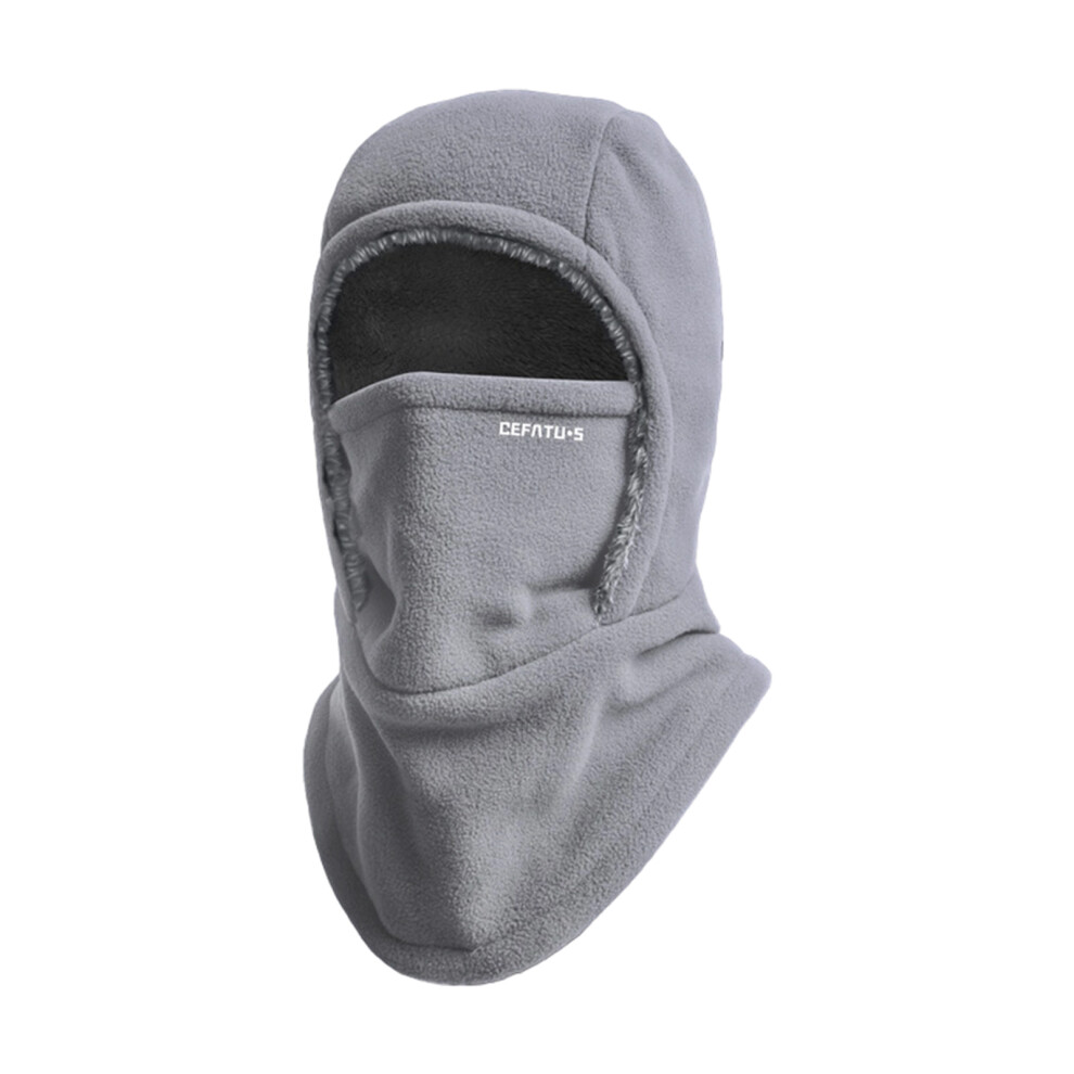 Gray Winter Scarf Headwear Polyester Warm Hat Mask Scarf Combo
