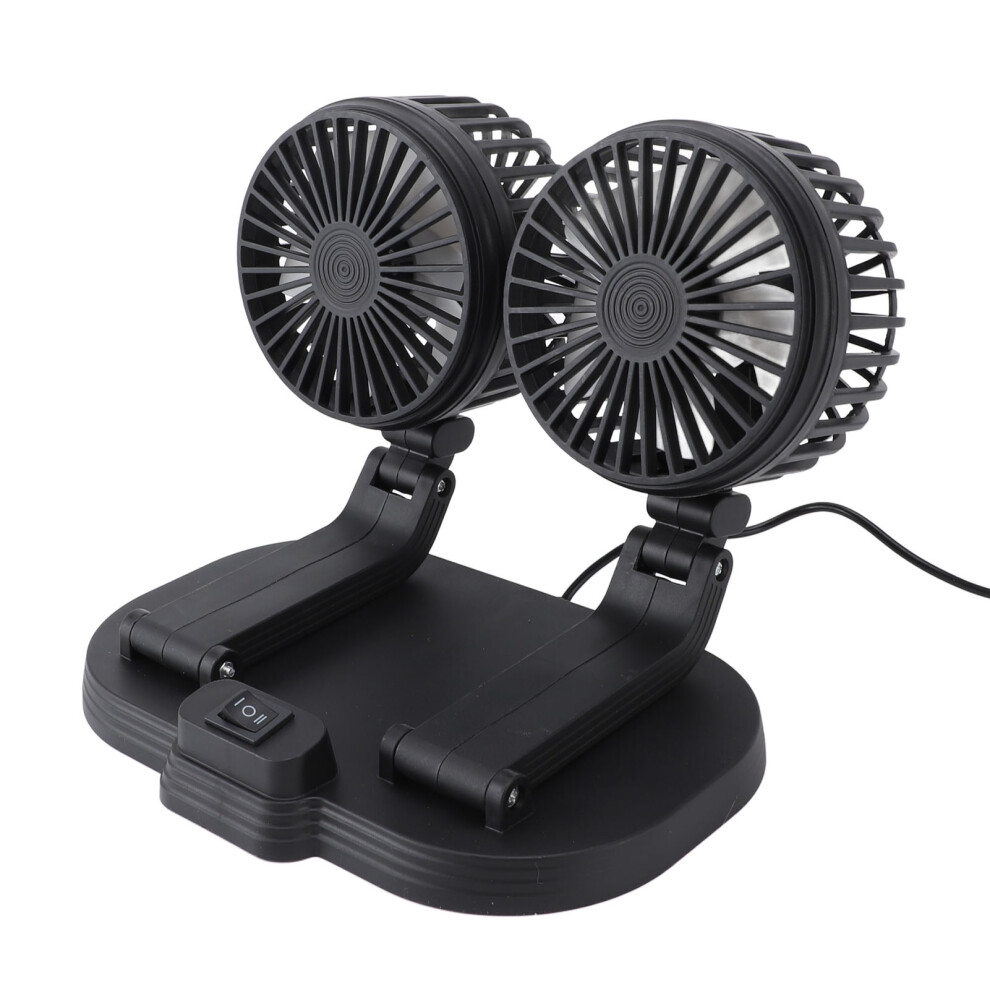 Black Car Dual Head Usb Air Circulator Fan, 10W Electric Cooler,