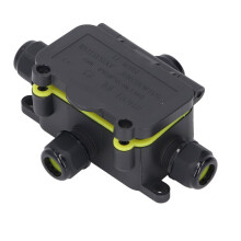 IP68 Boîte de jonction 4 voies 450 V/40 A PA66 Noir Ø 5-9 mm
