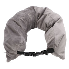 Stuffable Grey Travel Neck Pillow with Adjustable Strap, Soft Polyester