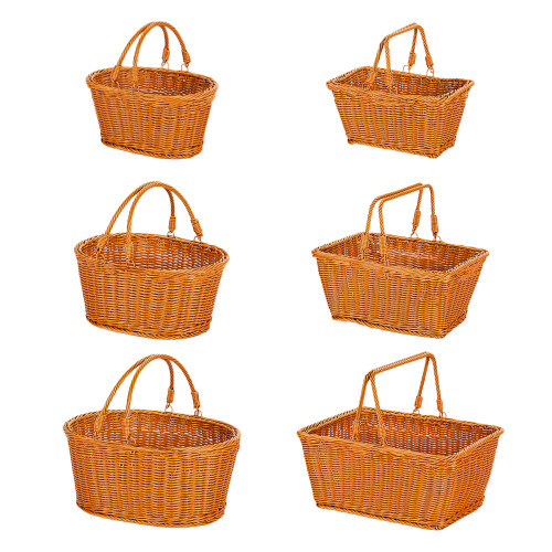 Rattan Styles Basket With Comfortable Handle For Indoor-L round 1