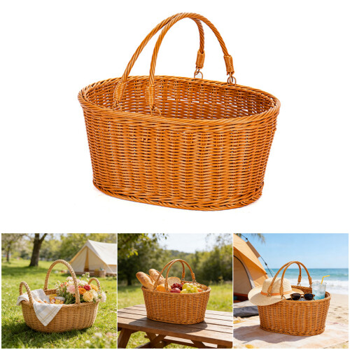 Rattan Styles Basket With Comfortable Handle For Indoor-L round 2