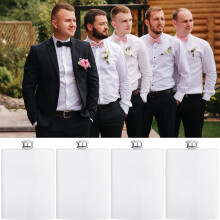 4 Pcs Sublimation Flasks with Metal Cap and Leakproof Funnel 8 Oz Stainless Steel Flasks Groomsmen Flask Containers