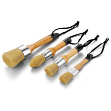 Chalk Paint Brushes for Furniture, Round Paint Brush Set,Wax Brush,Stencil Brushes 1 Oval Brush and 3 Round Brushes,A