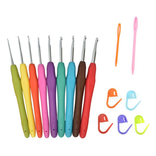 Crochet Hooks, Ergonomic Handle Crochet Hooks Set, Comfortable Smooth Crochet Needles Extra Long  Knitting Needles,9PCS 1