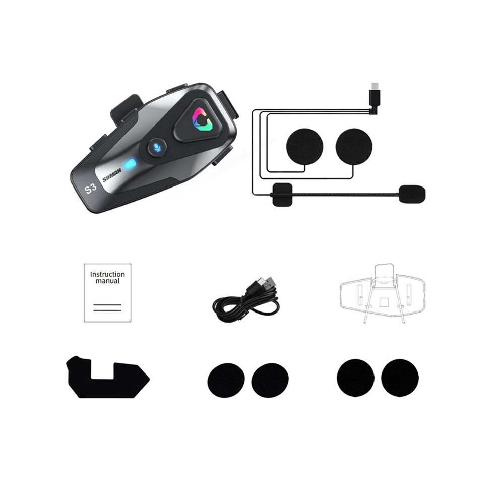 Soman Motorcycle Helmet Headset Bt5.3 Ipx6 1000Mah Stereo Noise Canceling Cycling Headphones With Hardwire Mic 4711642518865