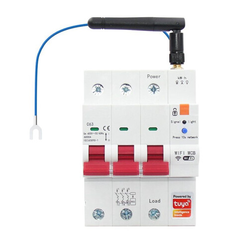 Tuya  WiFi RS485 3P+N MCB Breaker Prepaid Meter Timer  Voltage Current Protector Voice Control 63A Adjustable 1