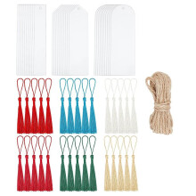 30PCS Blank Acrylic Bookmark Clear Bookmarks with Colourful Bookmark Pendant for DIY Gifts Tags