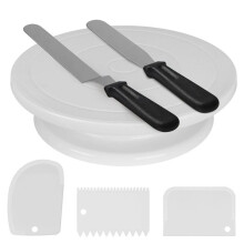 Plato Giratorio para DecoracióN de Pasteles de 11 Pulgadas: el Kit de DecoracióN de Pasteles de 6 Piezas Incluye 2 EspáTulas para Glaseado y 3