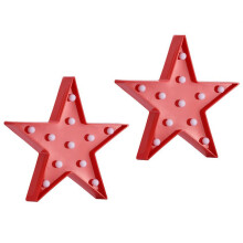 2 Pcs Star Plastic Night Lights Battery Operated LED Marquee Star Sign Star Shaped Movie Theater Decor Room Wall Lamps A