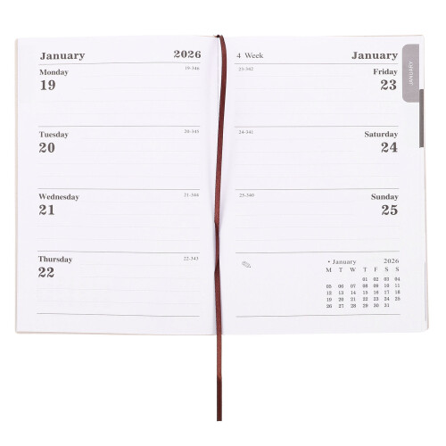 3Pièces Agenda 2026 A5 PU Noir Planification Hebdomadaire 1