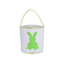 Baldes de Cesta de Coelhinho da PáScoa, Lindas Sacolas de Lona de AlgodãO Personalizadas para Presente de Festa de PáScoa Verde-Branco