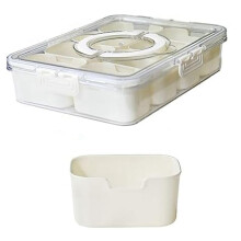 Plateau de Service Divisé avec Couvercle et PoignéE BoîTe à Collations Conteneur de Charcuterie Organisateur de Plateau de Collation Portable
