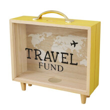 Adventure Archive Box, Travel Shadow Box, Ticket Shadow Box with Slot, 8Inch Memory Boxes for Keepsakes Yellow