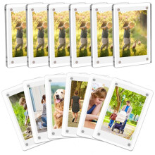 12 Piezas de ImáN AcríLico para Refrigerador, Marco de Fotos, Soporte para Fotos, ExhibicióN de Fotos Transparente, Fotos de PelíCula, 2,36 X 3,54