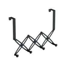 Over the Door Hooks,Retractable Stainless Steel over the Door Hanger,Expandable Towel Coat Rack Hanging Four Hooks