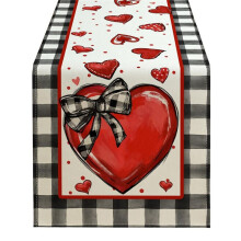 TischläUfer zum Valentinstag, Rotes Herz, Tupfen, Dekorative Bauernhaus-Tischdekoration für KüChe, Esszimmer, 33 X 120 cm B