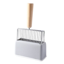 Metal Cats Litte Scoop med HåLlarstativ, Heavy Duty och Easy Clean Grå