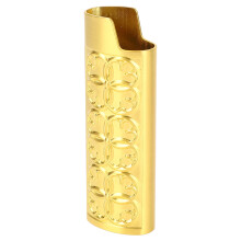 Étui de briquet en aluminium doré J6 vintage embossé