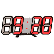 3D LED Digital Clock Luminous Wall Clock Multifunctional USB Plug in Electronic Clock Home Decoration,Red