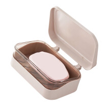 Jabonera de PP con escurridor extraíble rosa 13.3x8.5x5 cm