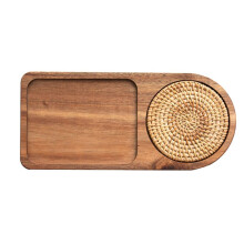 Coffee Tray Wood Plate Breakfast Tray for Serving Food Hospitality Coffeeware Teaware Decor Table Decoration Accessory B