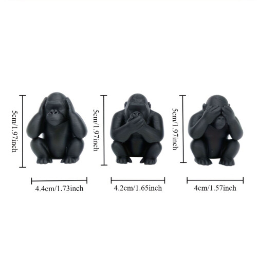 Figurine de gorilles 3D réaliste, 3 pièces, modèle de Statue 2