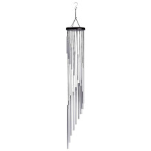 Carrilhão de Vento, Carrilhão de Jardim 18 Tubos de Metal Prateado e Ganchos para Decoração de Pátio Ao Ar Livre Decoração de Casa
