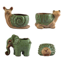 Small Succulent Pot with Drainage, Ceramic Animal Pot, Indoor Plant, Cute Cactus Bonsai Pot,for Home Decoration