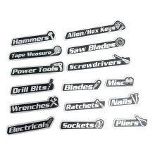 Pakket met herbruikbare magnetische badges, labels die snelle