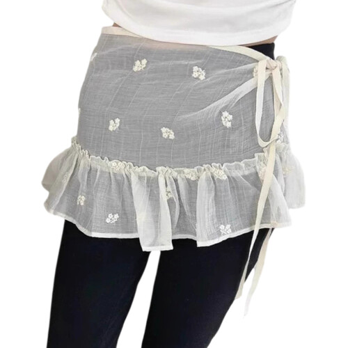 Rüschen-Taillenmieder mit bestickter Spitze,