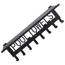 Pool Towel Racks with Shelf Outdoor Pool Decor Wall Mount Towel Hooks Towel Holder with 8 Hooks Towel Storage Hanger