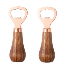 Apribottiglie per Birra In Acciaio Inossidabile con Manico In Legno, Utensili da Cucina, Regalo di Nozze per Anniversario In Oro Rosa