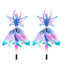 2 Stück Windspiel mit Glücksblumen-Motiv, Solar-Windspiele für Draußen, Windspiele für Den Außenbereich, Windspiele für Hof und Garten