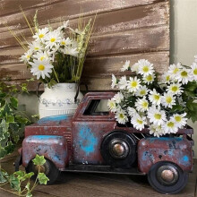 Vasi da Fiori Retrò di Camion Rottamati, Fiori e Piante, Ornamenti Artigianali In Resina Succulenta