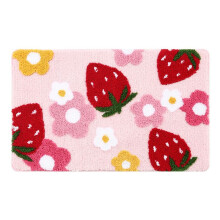 Rosa Badezimmerteppiche, Niedliche Erdbeer-Badematte, Badezimmerzubehör, Maschinenwaschbarer Badteppich, Weicher Teppich, 50 X 80 cm