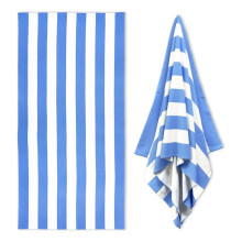 Grote Oversized Strandhanddoek - Pluizig 35 X 70 Inch Pluche Microvezel Zwembadhanddoek, Gestreept Sneldrogend Zwemhanddoek Blauw