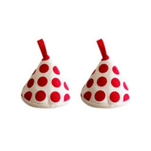 Kitchen Anti-Scalding Triangle Pot Handle Cap Heat Insulation Gloves Cute Fabric Pot Cap Pot Jacket Red