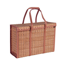 Panier de Pique-Nique Tissé, Sac de Rangement, Poignée Pliée, Poignée de Fruits, Panier Alimentaire Pliable en Bambou