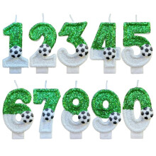 Candele da Calcio Numero 0-9 Scintille Verdi Candela da Calcio Creatives per Compleanno per Decorazione Torta per Feste di Ragazzo