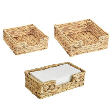 3PCS Hand Woven Rattan Tray Wicker Baskets for Tank Tray Wicker Tray for Kitchen Home Office Water Hyacinth Storage