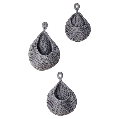 Wall Hanging Fruit Baskets for Kitchen 3 Pack Woven Produce Holder Vegetable Hanging Basket A