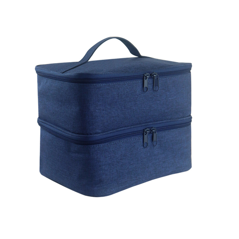 Blue (Blue) Nail Polish Storage Box Double Layer Cosmetic Handbag Carrying Case