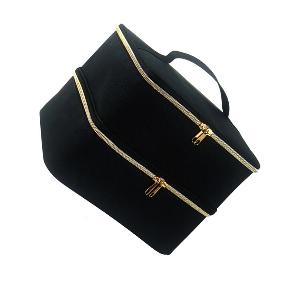 Black (Black) Nail Polish Storage Box Double Layer Cosmetic Handbag Carrying Case