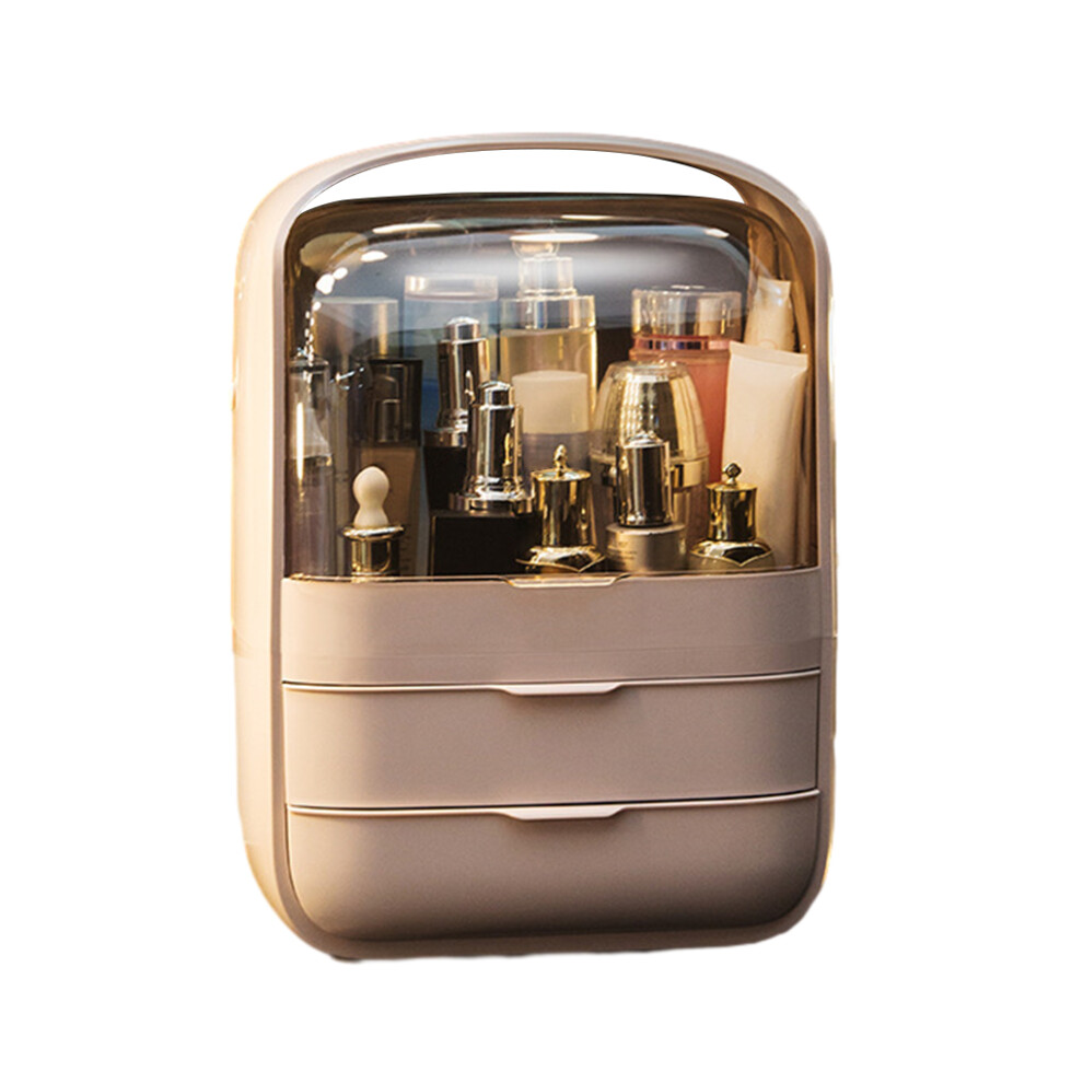 (Pure Pink, 26*18*36) Practical Makeup Organizer With Large Capacity Functional Cosmetic Box