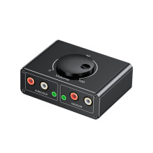 3.5mm RCA 1-to-2 Front Audio Amplifier 3.5mm 2RCA Laptop to Computer Volume Control Converter with /Off