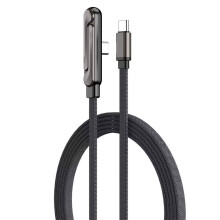 240W Braided Fast Charge Cable 90 Degree Type-C Cable Multi-Functional Charger Cord with Built-in Phone Stand