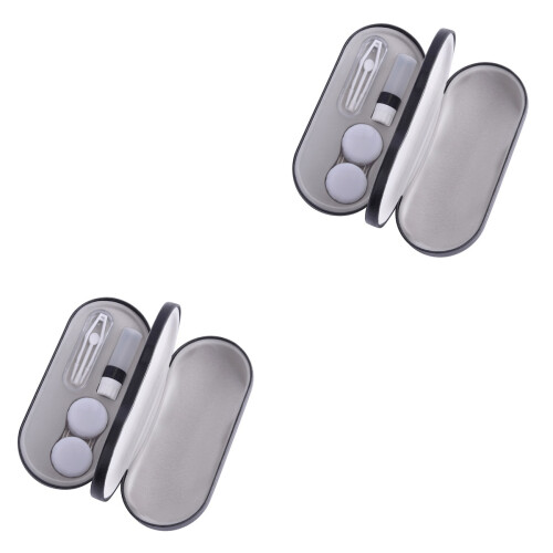 2Pièces Étui Double Couche Pour Lunettes Lentilles 2